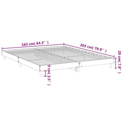 vidaXL Bed Frame without Mattress Grey Sonoma 160x200 cm Engineered Wood