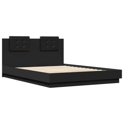 vidaXL Bed Frame with LED without Mattress Black 140x200 cm