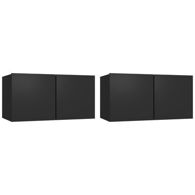 vidaXL Hanging TV Cabinets 2 pcs Black 60x30x30 cm