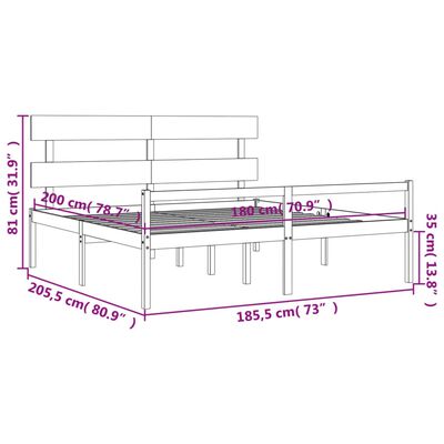 vidaXL Senior Bed without Mattress Super King Size Solid Wood