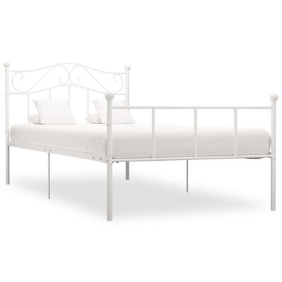 vidaXL Bed Frame without Mattress White Metal 90x200 cm