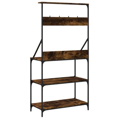 vidaXL Baker's Rack with Hooks 4-Tier Smoked Oak Engineered Wood