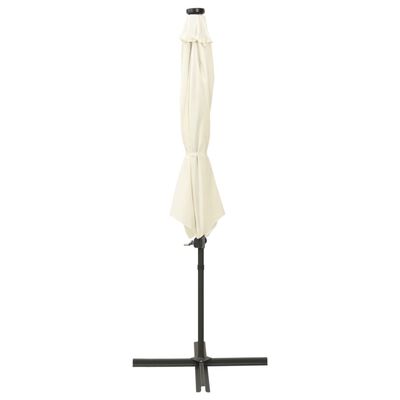 vidaXL Cantilever Garden Parasol with Pole and LED Lights Sand 300 cm