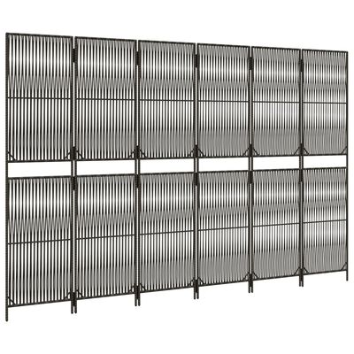 vidaXL Room Divider 6 Panels Grey Poly Rattan