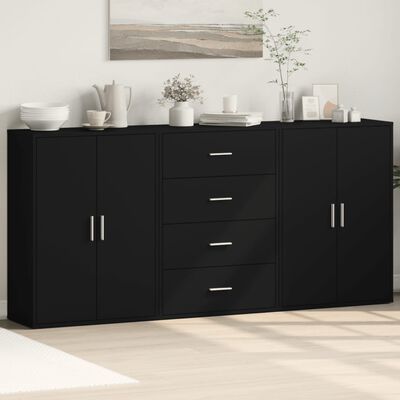 vidaXL Sideboards 3 pcs Black 60x31x84 cm Engineered Wood