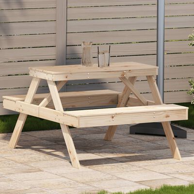 vidaXL Picnic Table 105x134x75 cm Solid Wood Pine