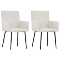 vidaXL Dining Chairs with Armrests 2 pcs Cream Fabric