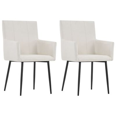 vidaXL Dining Chairs with Armrests 2 pcs Cream Fabric