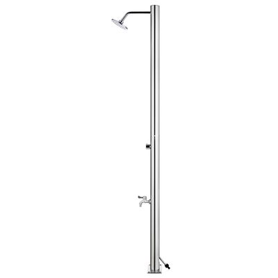 vidaXL Garden Shower with Brown Base 220 cm Stainless Steel