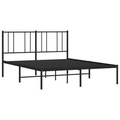 vidaXL Metal Bed Frame without Mattress with Headboard Black 135x190 cm Double