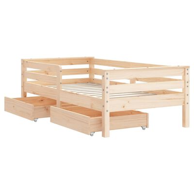 vidaXL Kids Bed Frame with Drawers 70x140 cm Solid Wood Pine