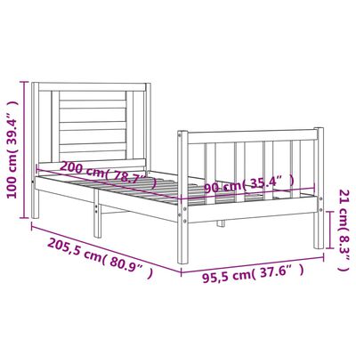 vidaXL Bed Frame without Mattress White 90x200 cm Solid Wood Pine