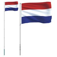 vidaXL Netherlands Flag and Pole 5.55 m Aluminium