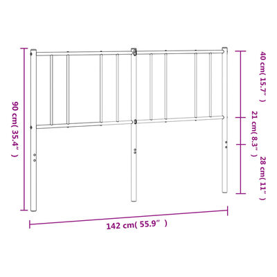 vidaXL Metal Headboard White 135 cm