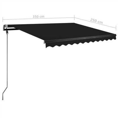 vidaXL Freestanding Manual Retractable Awning 350x250 cm Anthracite