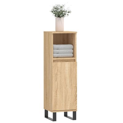 vidaXL Bathroom Cabinet Sonoma Oak 30x30x100 cm Engineered Wood