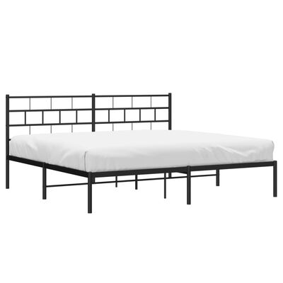 vidaXL Metal Bed Frame with Headboard Black 193x203 cm