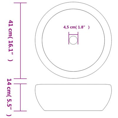 vidaXL Countertop Basin Grey Round Φ41x14 cm Ceramic