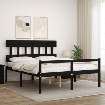 vidaXL Senior Bed without Mattress Black King Size Solid Wood