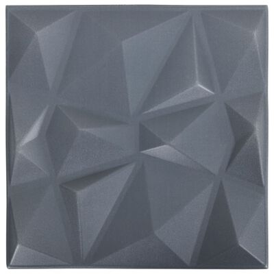 vidaXL 3D Wall Panels 12 pcs 50x50 cm Diamond Grey 3 m²