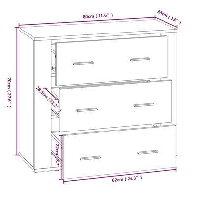 vidaXL Sideboard Grey Sonoma 80x33x70 cm Engineered Wood