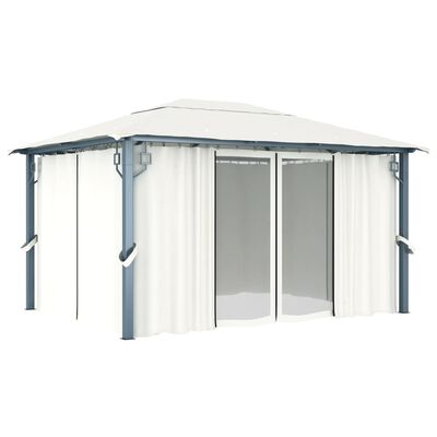 vidaXL Gazebo with Curtain 400 x 300 cm Cream Aluminium