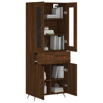 vidaXL Highboard Brown Oak 69.5x34x180 cm Engineered Wood