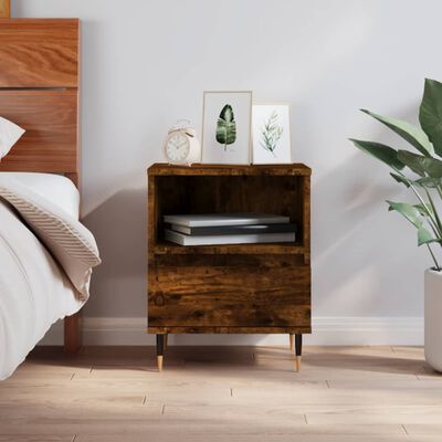 vidaXL Bedside Cabinet Smoked Oak 40x35x50 cm Engineered Wood