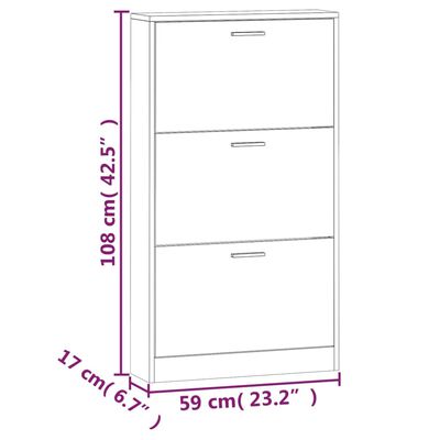 vidaXL Shoe Cabinet Brown Oak 59x17x108 cm Engineered Wood