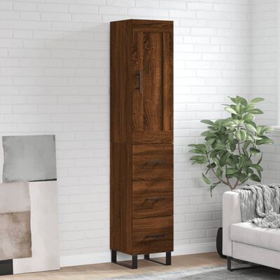 vidaXL Highboard Brown Oak 34.5x34x180 cm Engineered Wood