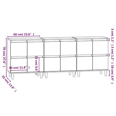 vidaXL Sideboards 3 pcs Concrete Grey 60x35x70 cm Engineered Wood