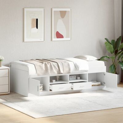 vidaXL Daybed with Drawers without Mattress White 75x190 cm Small Single