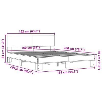 vidaXL Bed Frame without Mattress Sonoma Oak 160x200 cm