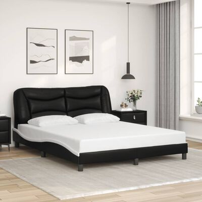 vidaXL Bed Frame with LED without Mattress Black and White 160x200 cm