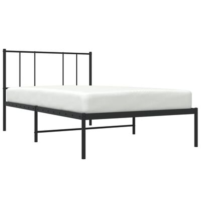 vidaXL Metal Bed Frame without Mattress with Headboard Black 75x190 cm Small Single