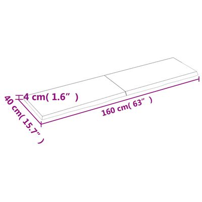 vidaXL Bathroom Countertop 160x40x(2-4) cm Untreated Solid Wood