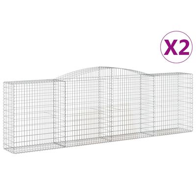 vidaXL Arched Gabion Baskets 2 pcs 400x50x120/140 cm Galvanised Iron