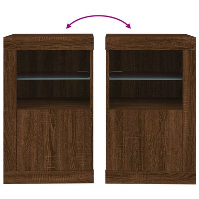 vidaXL Side Cabinet with LED Lights Brown Oak Engineered Wood