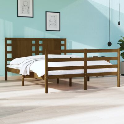 vidaXL Bed Frame without Mattress Honey Brown 120x190 cm Small Double Solid Wood Pine