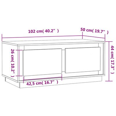 vidaXL Coffee Table High Gloss White 102x50x44 cm Engineered Wood