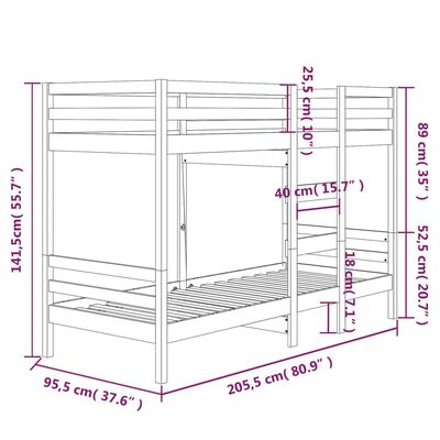 vidaXL Bunk Bed without Mattress 90x200 cm Solid Wood Pine