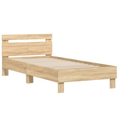 vidaXL Bed Frame without Mattress with LED Lights Sonoma Oak 100x200 cm