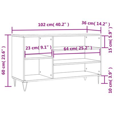 vidaXL Shoe Cabinet Smoked Oak 102x36x60 cm Engineered Wood