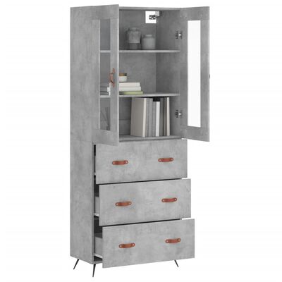 vidaXL Highboard Concrete Grey 69.5x34x180 cm Engineered Wood