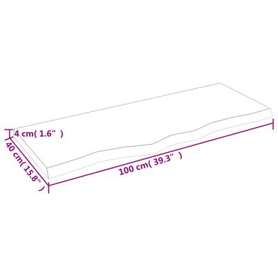 vidaXL Table Top 100x40x(2-4) cm Untreated Solid Wood Oak