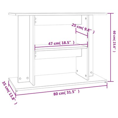 vidaXL Aquarium Stand Grey Sonoma 80x35x60 cm Engineered Wood