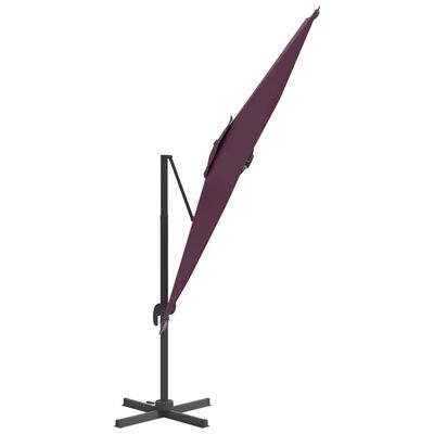 vidaXL LED Cantilever Garden Parasol Bordeaux Red 400x300 cm