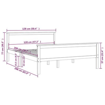 vidaXL Bed Frame without Mattress Solid Wood Pine 120x200 cm