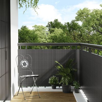 vidaXL Balcony Screen Anthracite 600x100 cm Poly Rattan