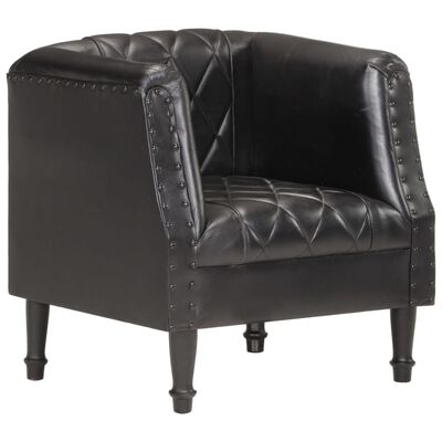 vidaXL Tub Chair Black Real Goat Leather